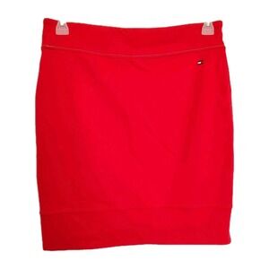 Tommy Hilfiger Skirt Womens Size M Drawstring Cotton Knee Length Red